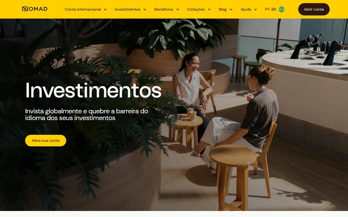 Página de investimentos do site da Nomad.