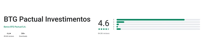Página da Google Play de BTG Pactual Investimentos conforme exibida em Brasil, capturada em 11 de set de 2026.
