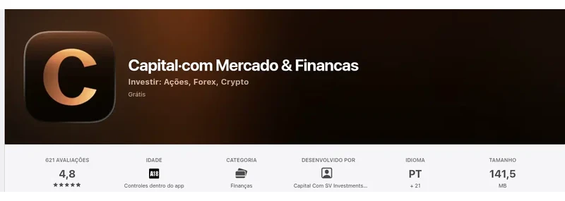 Página da App Store do Brasil de Capital·com Mercado & Financas, capturada em 10 de set de 2026.