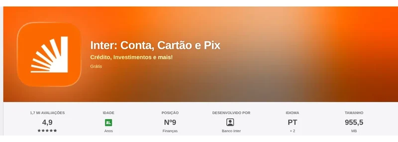 Página da App Store do Brasil de Inter, capturada em 11 de set de 2026.