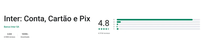Página da Google Play de Inter conforme exibida em Brasil, capturada em 11 de set de 2026.