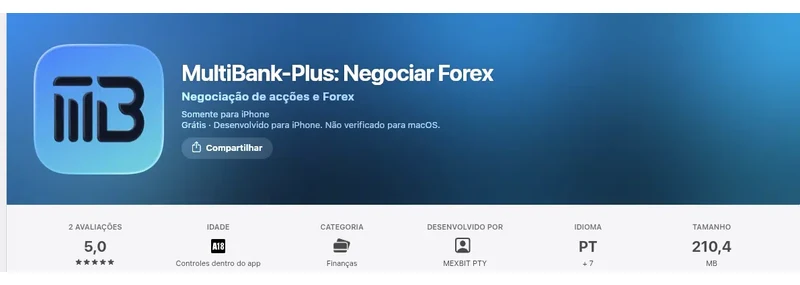 Página da App Store do Brasil de MultiBank-Plus, capturada em 10 de set de 2026.