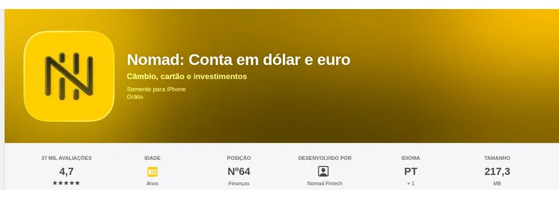 Página da App Store do Brasil de Nomad, capturada em 11 de set de 2026.