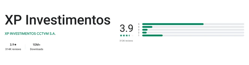 Página da Google Play de XP Investimentos conforme exibida em Brasil, capturada em 11 de set de 2026.