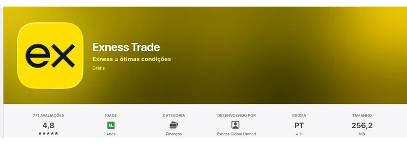 Página da App Store do Brasil de Exness Trade, capturada em 1 de out de 2026.