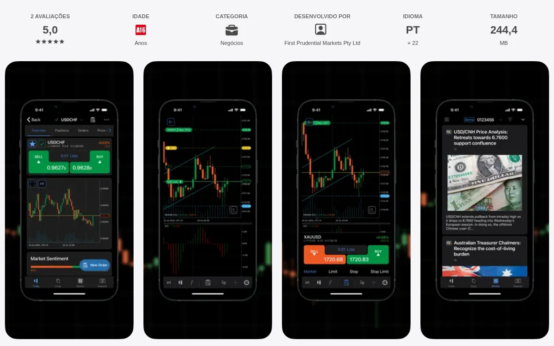 Página da App Store do Brasil de FP Markets cTrader, capturada em 1 de out de 2026.