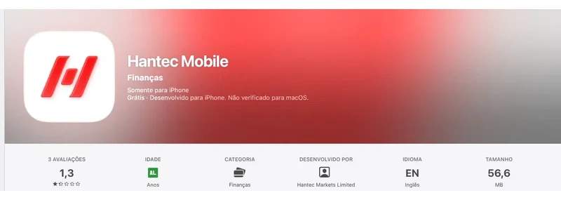 Página da App Store do Brasil de Hantec Mobile, capturada em 1 de set de 2026.