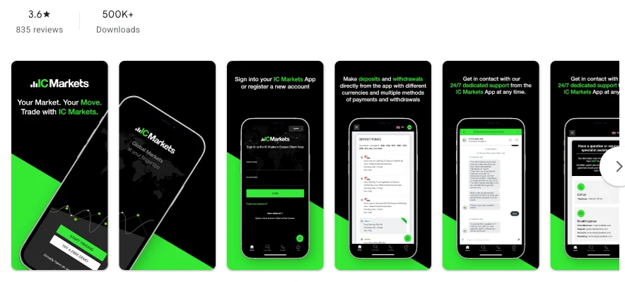 Página da Google Play de IC Markets conforme exibida em Brasil, capturada em 1 de out de 2026.