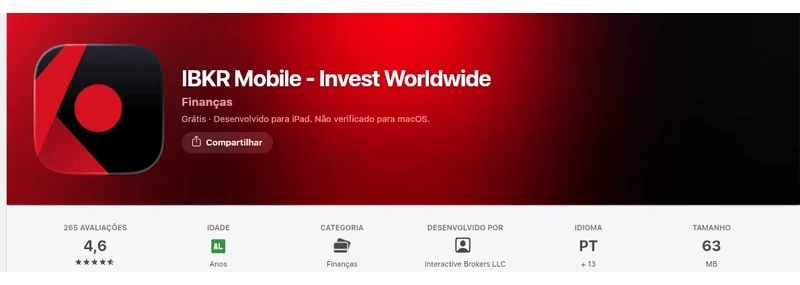 Página da App Store do Brasil de IBKR Mobile - Invest Worldwide, capturada em 1 de out de 2026.