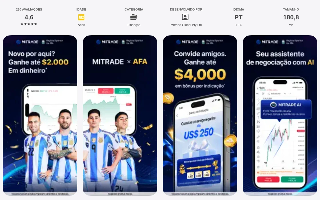 Página da App Store do Brasil de Mitrade - Negociar globalmente, capturada em 1 de out de 2026.