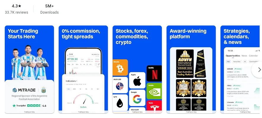 Página da Google Play de Mitrade - Trade Global Markets conforme exibida em Brasil, capturada em 1 de out de 2026.