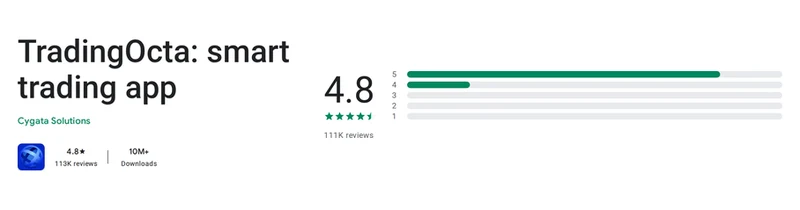 Página da Google Play de TradingOcta conforme exibida em Brasil, capturada em 1 de out de 2026.
