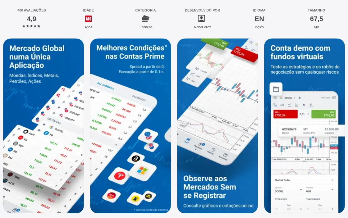 Página da App Store do Brasil de MobileTrader FX Trading Online, capturada em 1 de out de 2026.