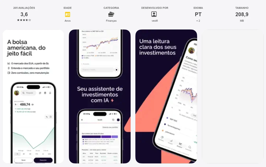 Página da App Store do Brasil de Vest, capturada em 1 de out de 2026.