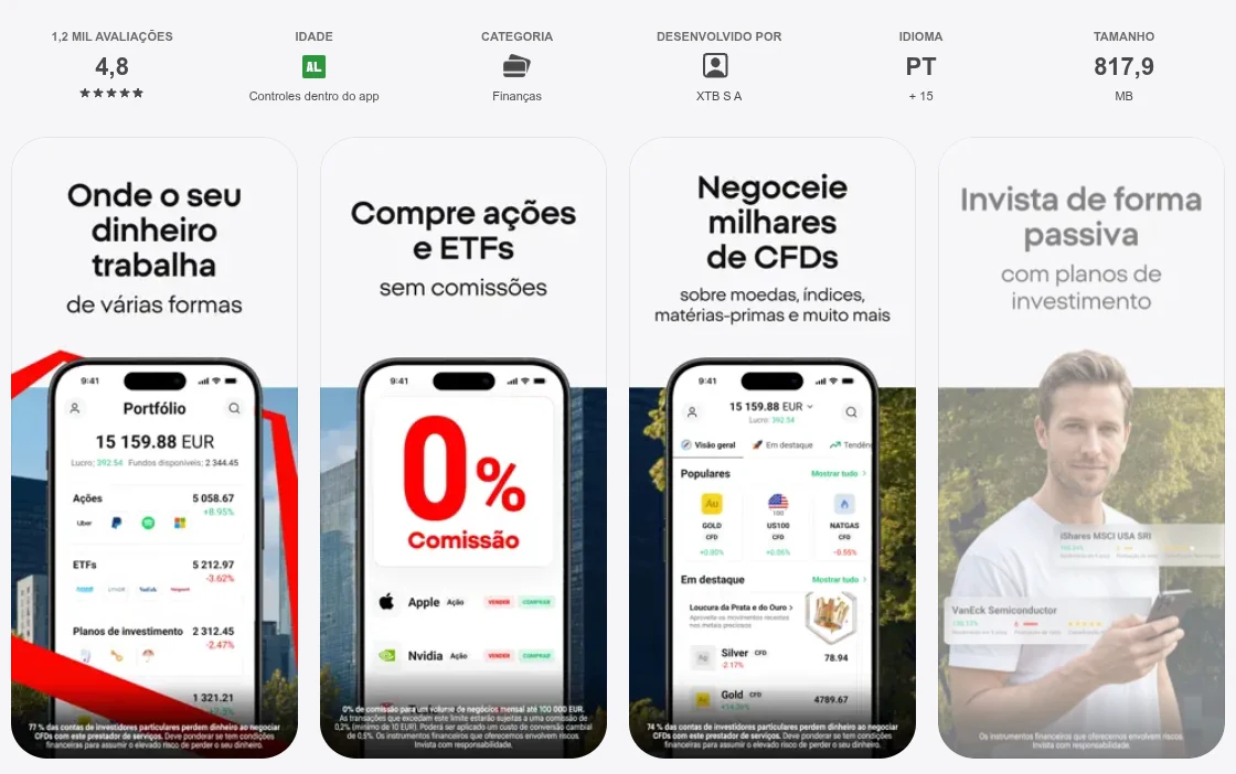 Página da App Store do Brasil de XTB Online Investing, capturada em 1 de out de 2026.
