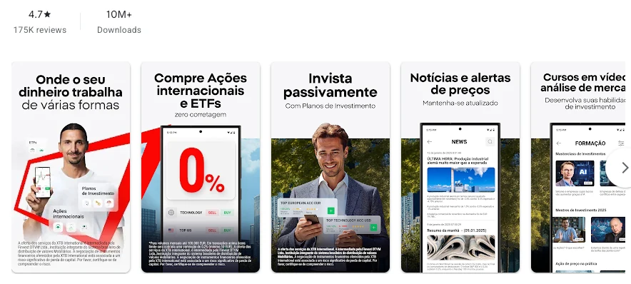 Página da Google Play de XTB Online Investing conforme exibida em Brasil, capturada em 1 de out de 2026.