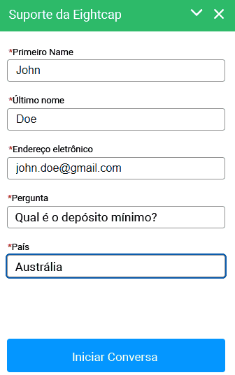 Atendimento ao cliente da Eightcap