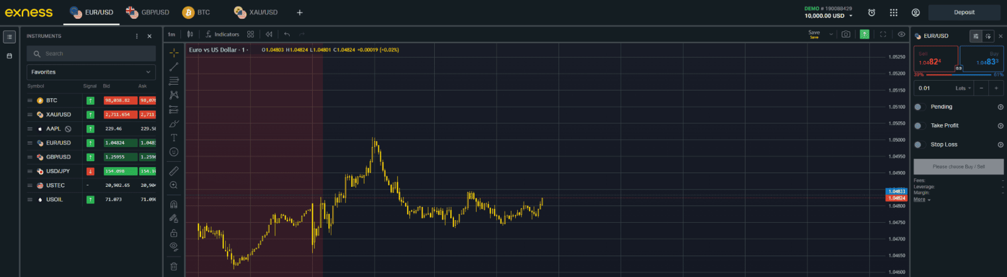 Terminal do Navegador Exness