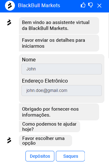 Suporte via chat da BlackBull
