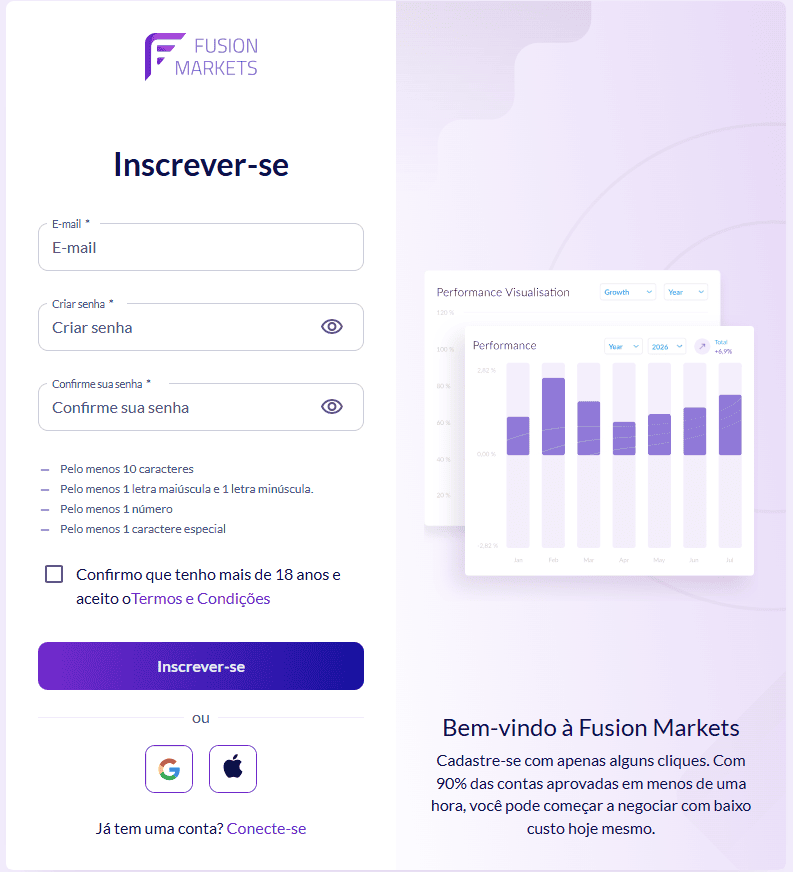Fusion Markets Inscrever-se