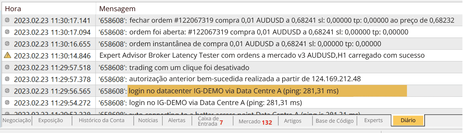 Journal da Janela do Terminal