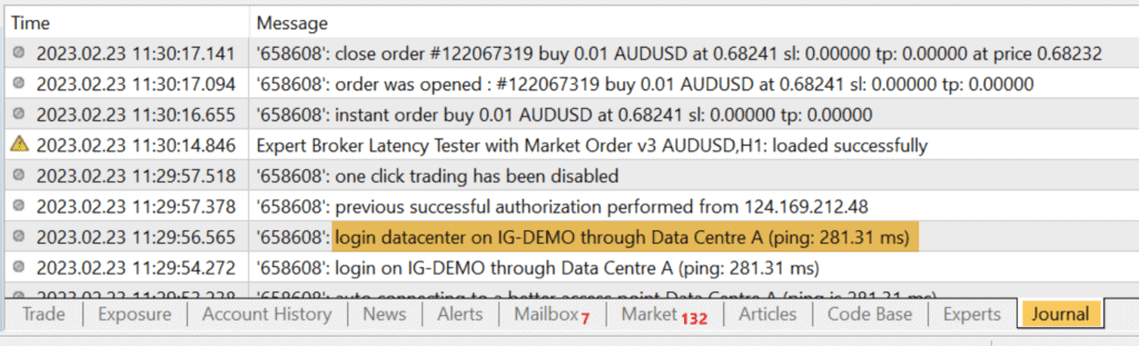 aba Journal da janela do Terminal